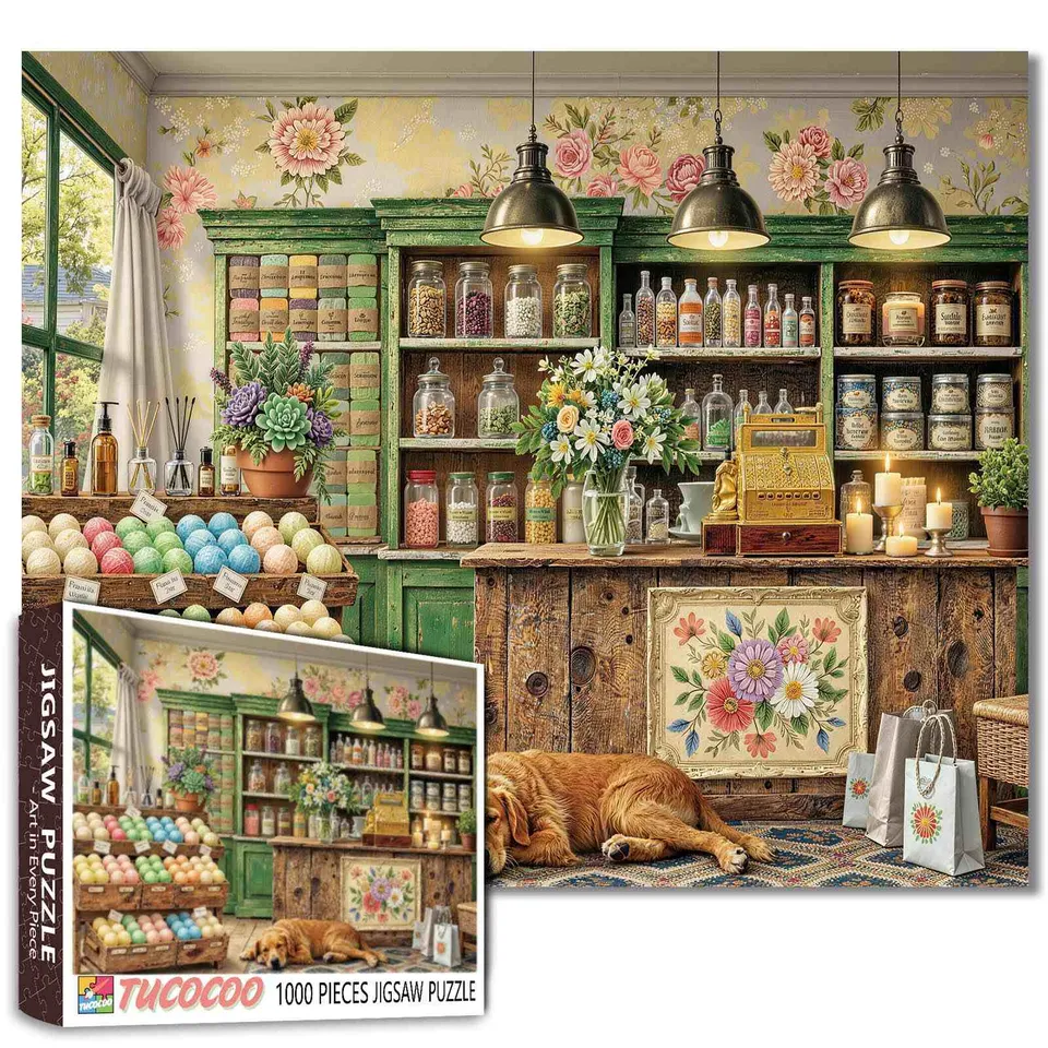 tucocoo-jigsaw-puzzles-vintage-soap-shop-puzzle-1000-teile-blumen image 1