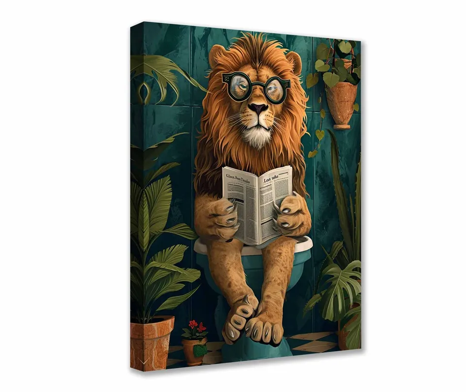 tucocoo-lion-reading-newspaper-leinwandbild-l-we-30x40 image 1