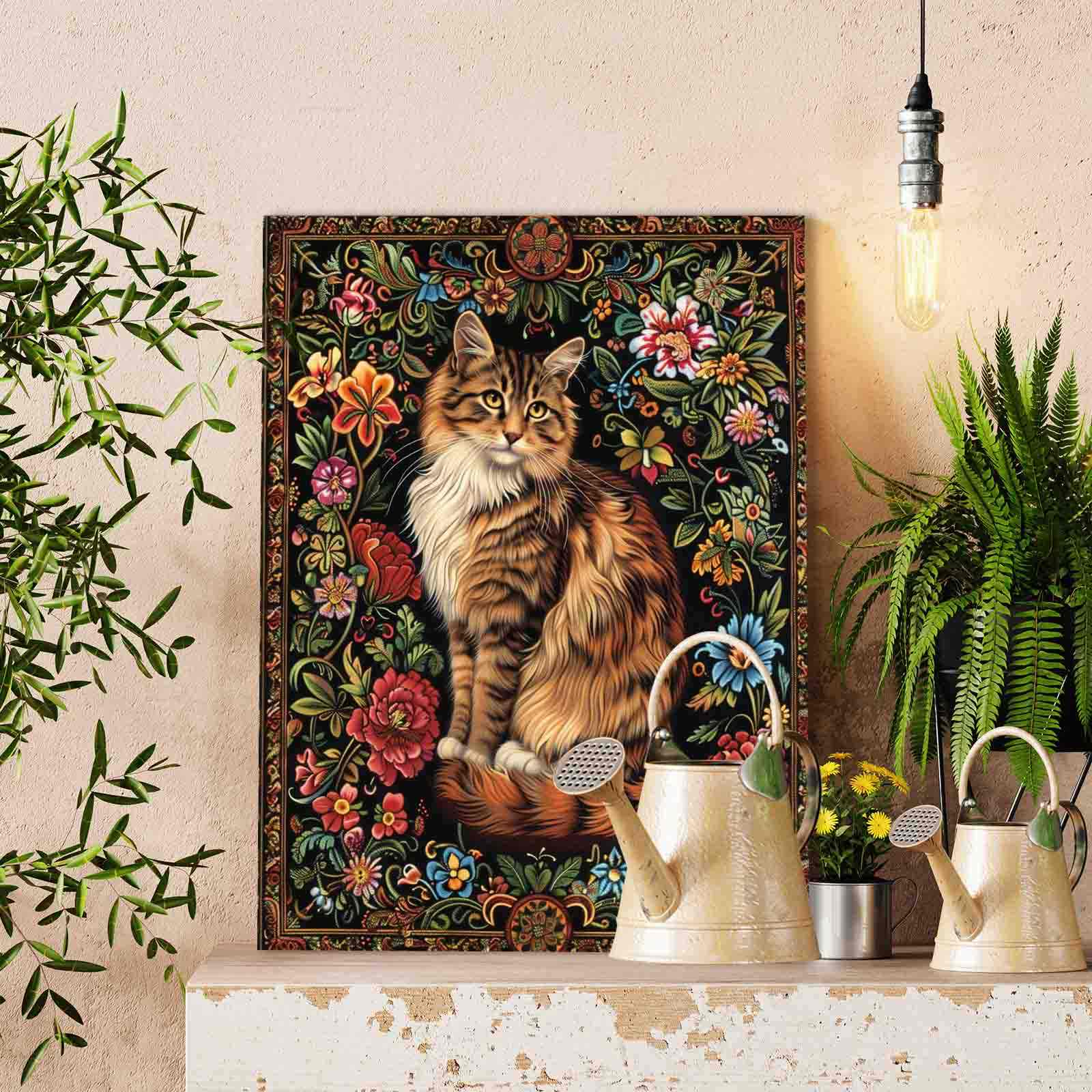 tucocoo-regal-tabby-cat-floral-malen-nach-zahlen-ohne-rahmen-40x50-cm image 2