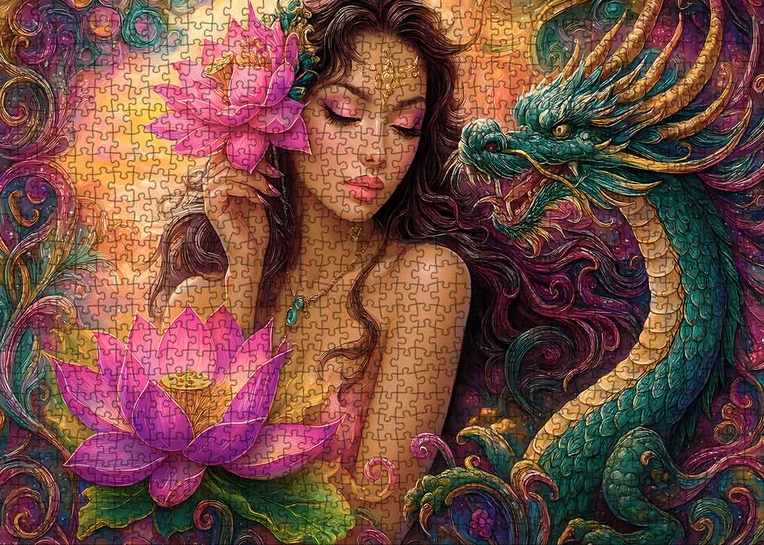 tucocoo-mystical-beauty-and-dragon-puzzle-1000-teile-fantasy image 2