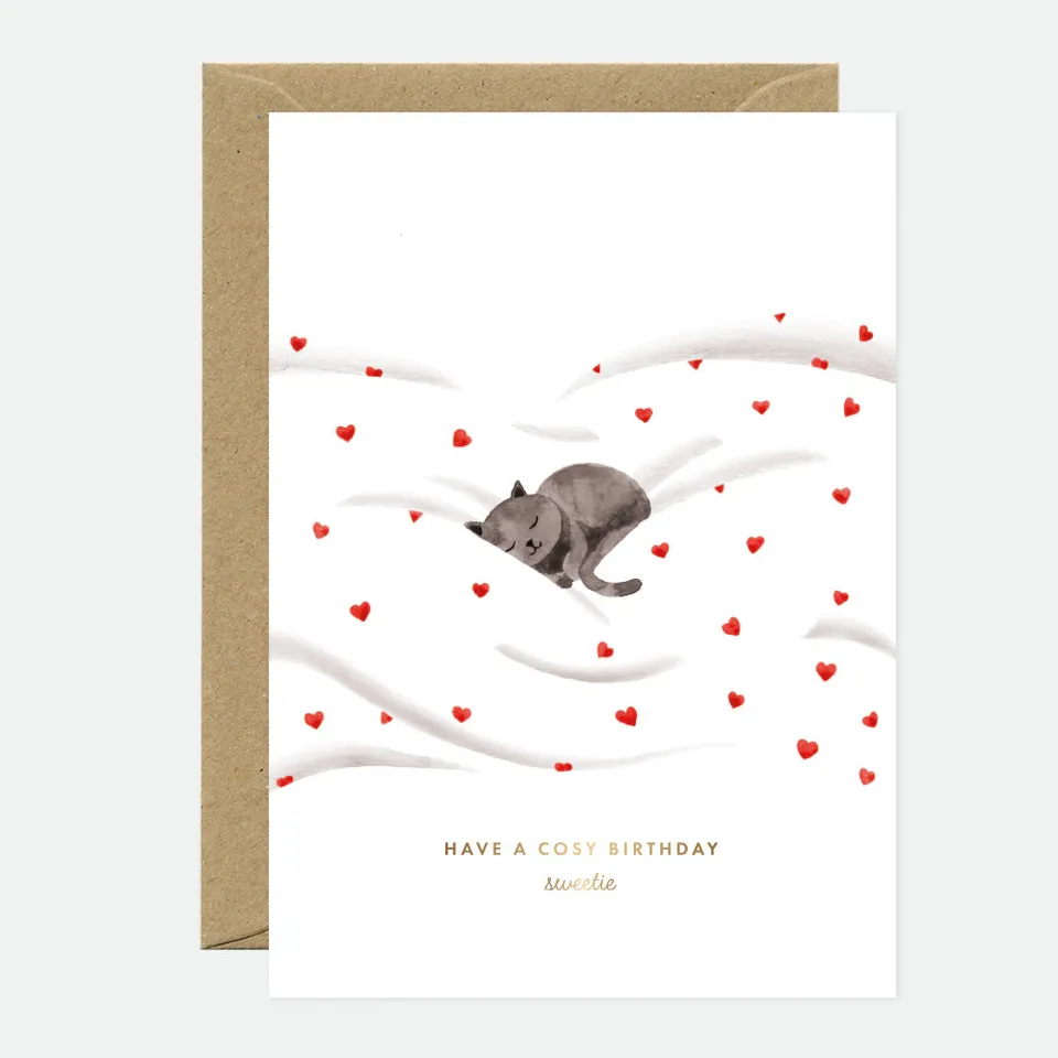 all-the-ways-to-say-cosy-cat-geburtstagskarte-a6-goldfolie image 1