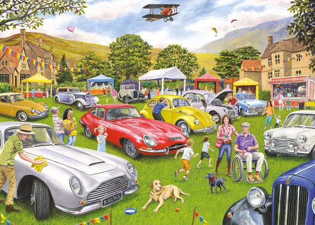 otter-house-village-motor-show-puzzle-1000-teile-auto-hund image 1