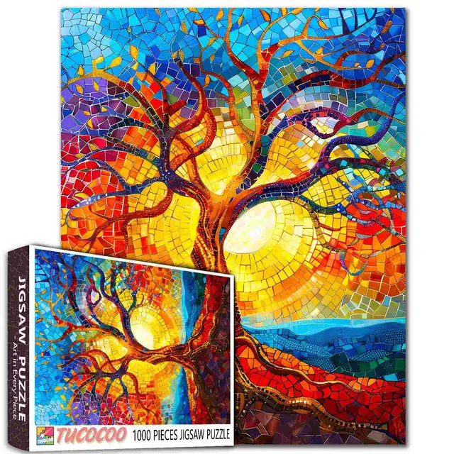 tucocoo-colorful-tree-stained-glass-puzzle-1000-teile-bunt image 1