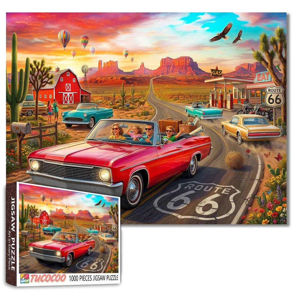 tucocoo-route-66-road-trip-puzzle-1000-teile-retro image 1