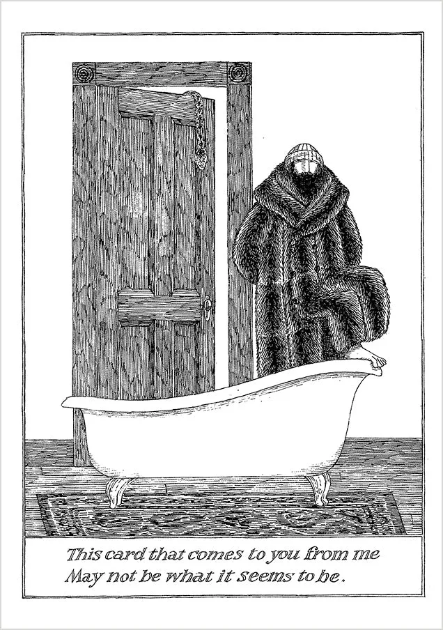 pomegranate-edward-gorey-to-you-klappkarte-humor-blanko image 1