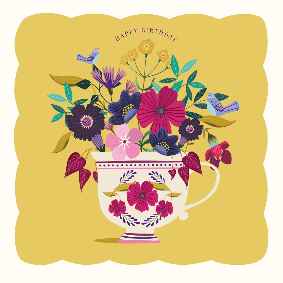 otter-house-fairy-bells-teacup-posy-gru-karte-blumen image 1