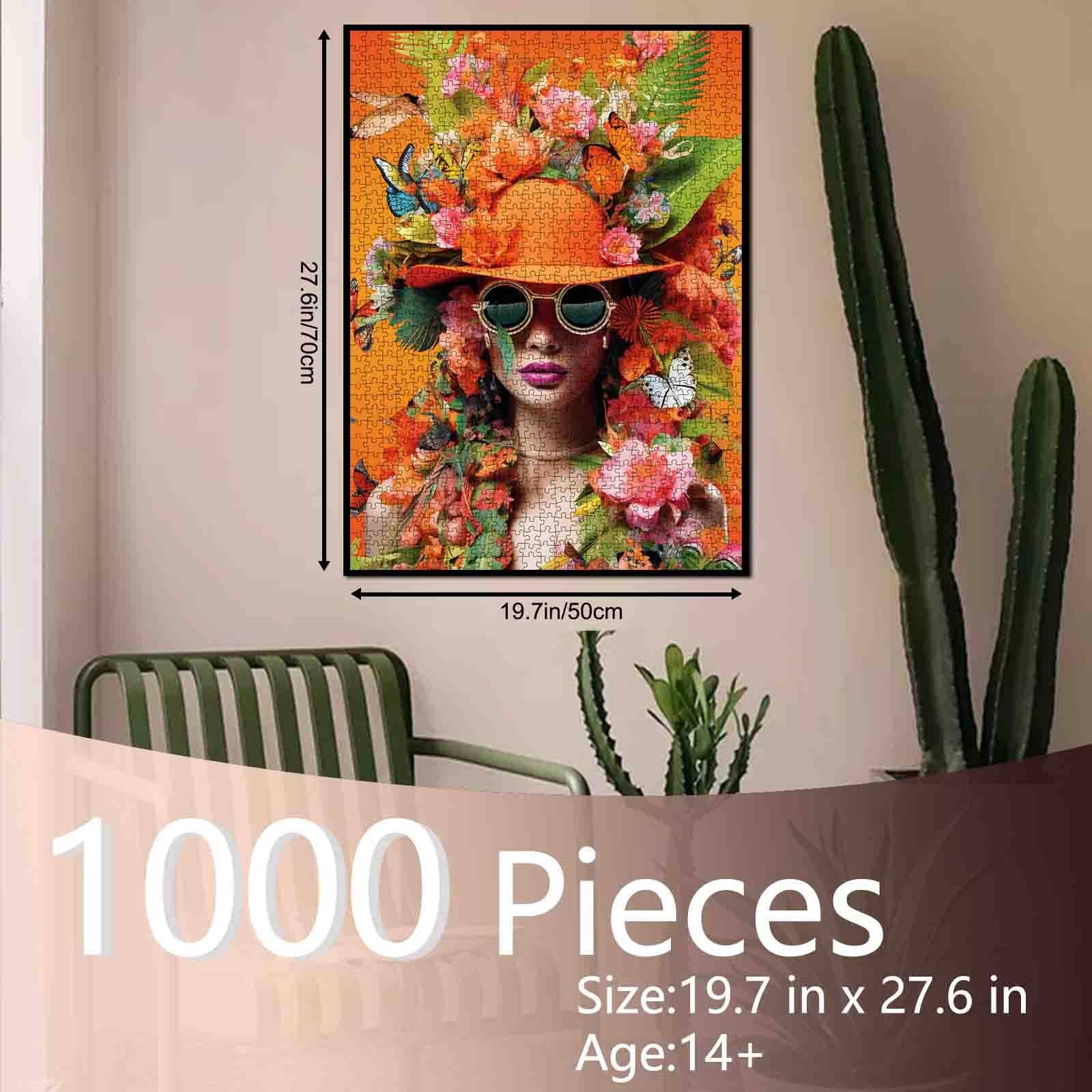 tucocoo-orange-woman-flowers-butterfly-puzzle-1000-teile-portrait image 5