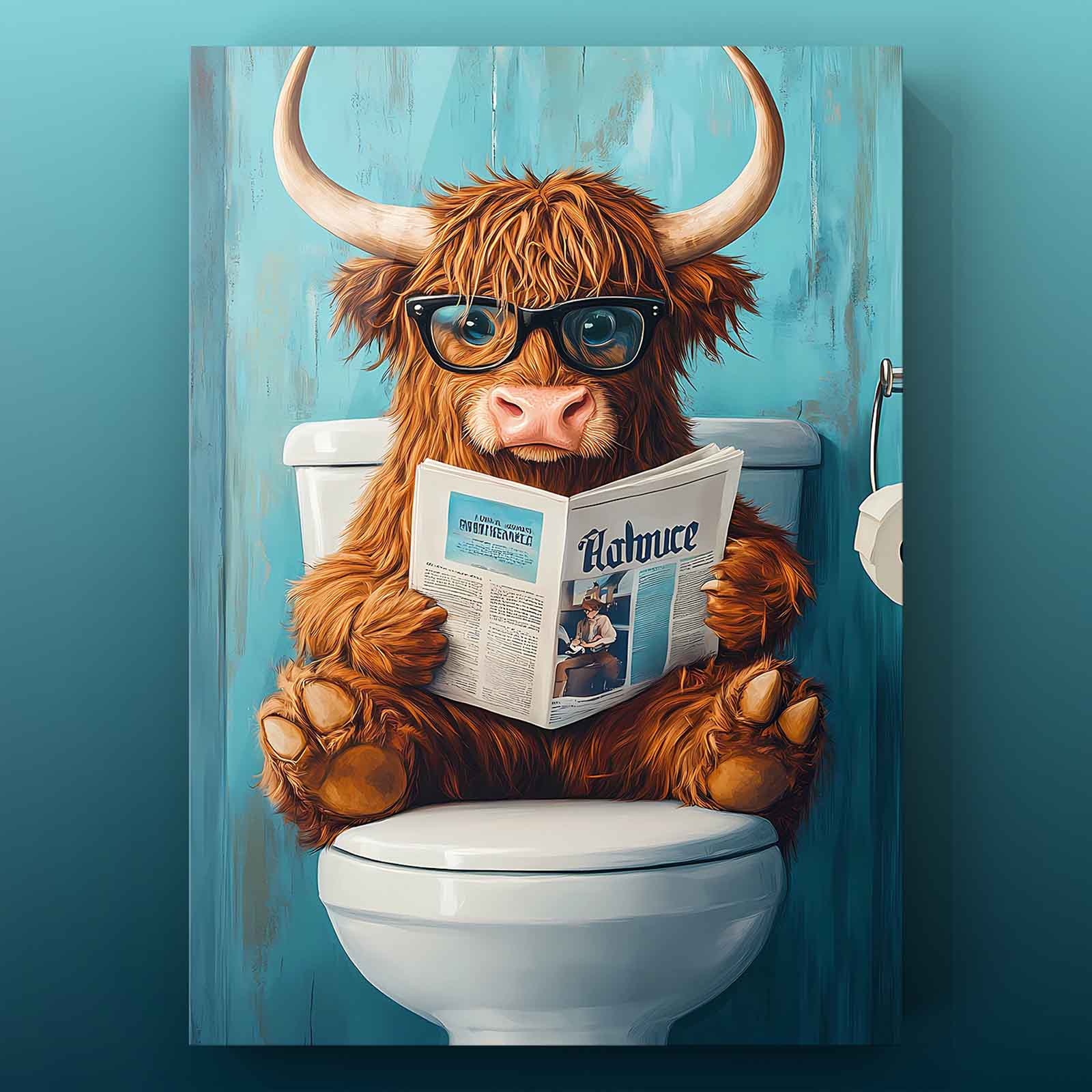tucocoo-highland-cow-reading-leinwandbild-30x40cm-ungerahmt image 2