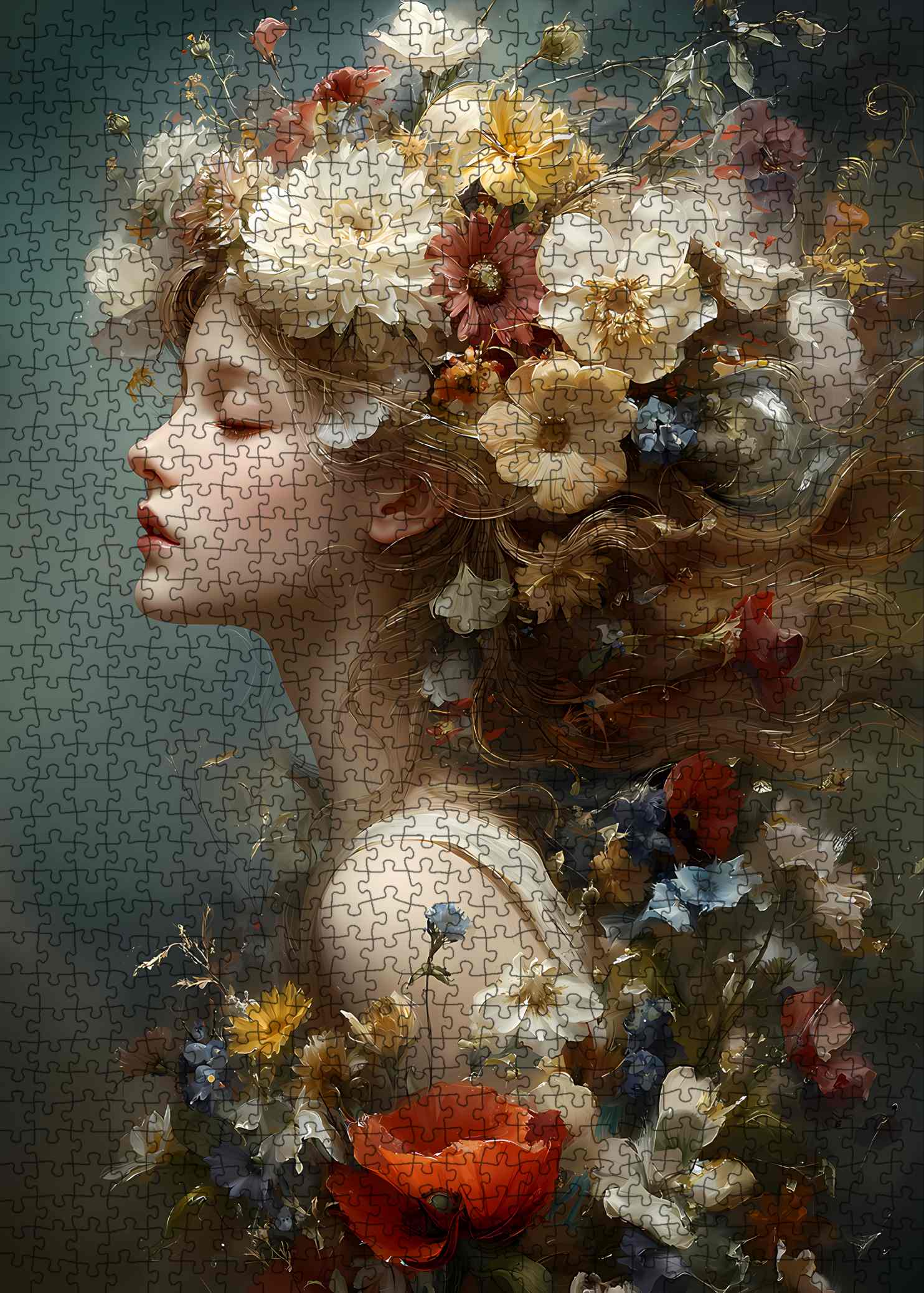 tucocoo-floral-muse-portrait-fantasy-puzzle-1000-teile-blumen image 2