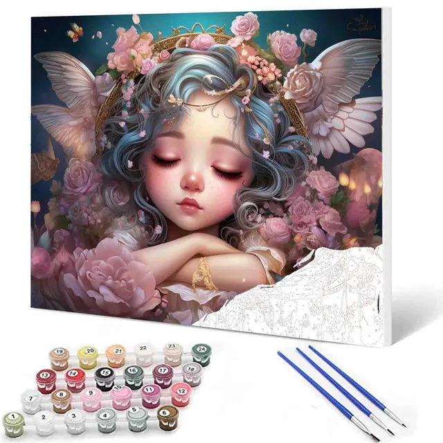 tucocoo-sleeping-angel-surrounded-by-roses-malen-nach-zahlen-40x50 image 1
