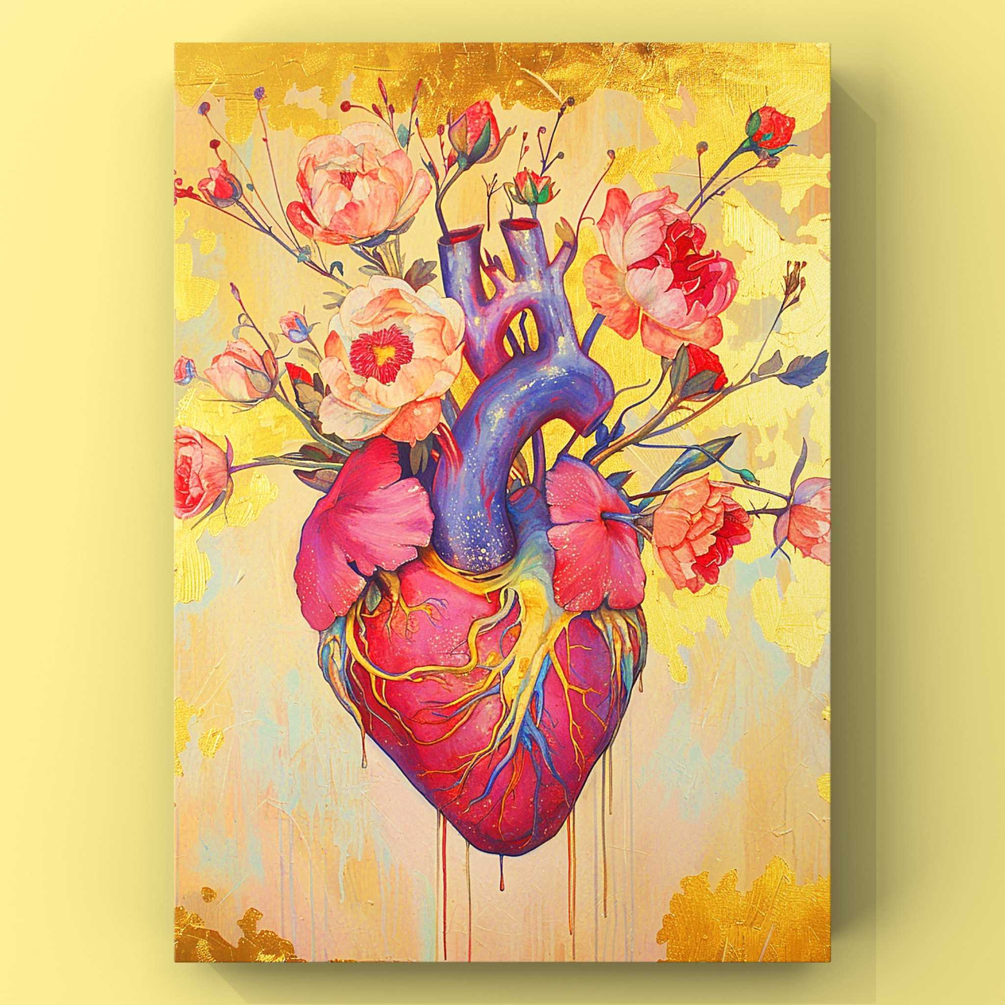 tucocoo-canvas-wall-art-herz-leinwandbild-30x40cm-gold-blumen image 2
