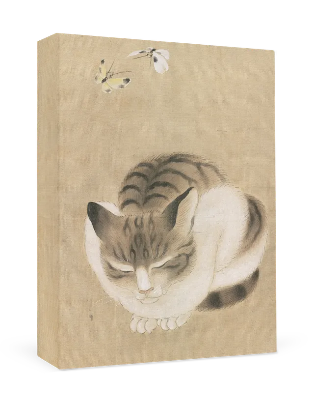 pomegranate-sleeping-cat-and-butterflies-mini-karten-katzenmotiv image 1
