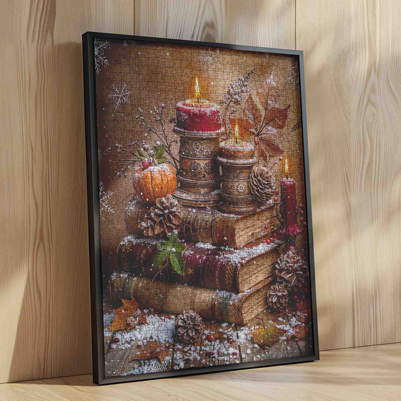tucocoo-vintage-candlelight-winter-books-puzzle-1000-teile image 4