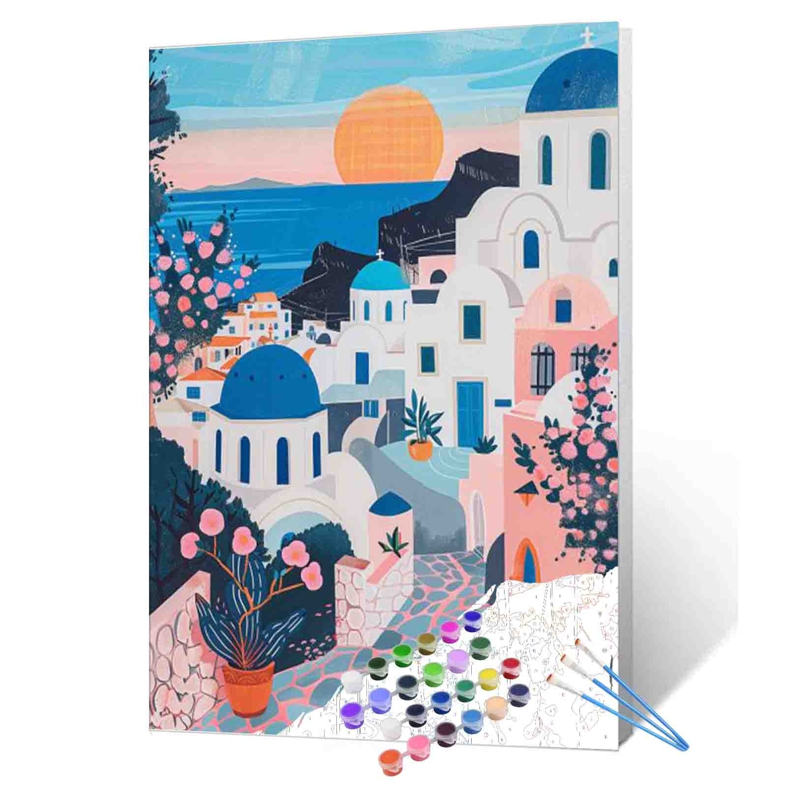 tucocoo-santorini-sunset-streets-malen-nach-zahlen-40x50-ohne-rahmen image 1