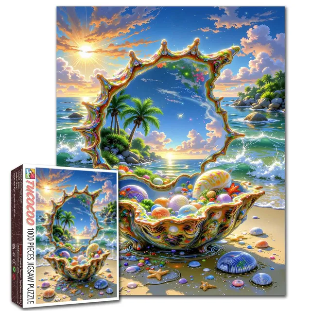 tucocoo-sunlit-tropical-cove-giant-seashell-puzzle-1000teile image 1