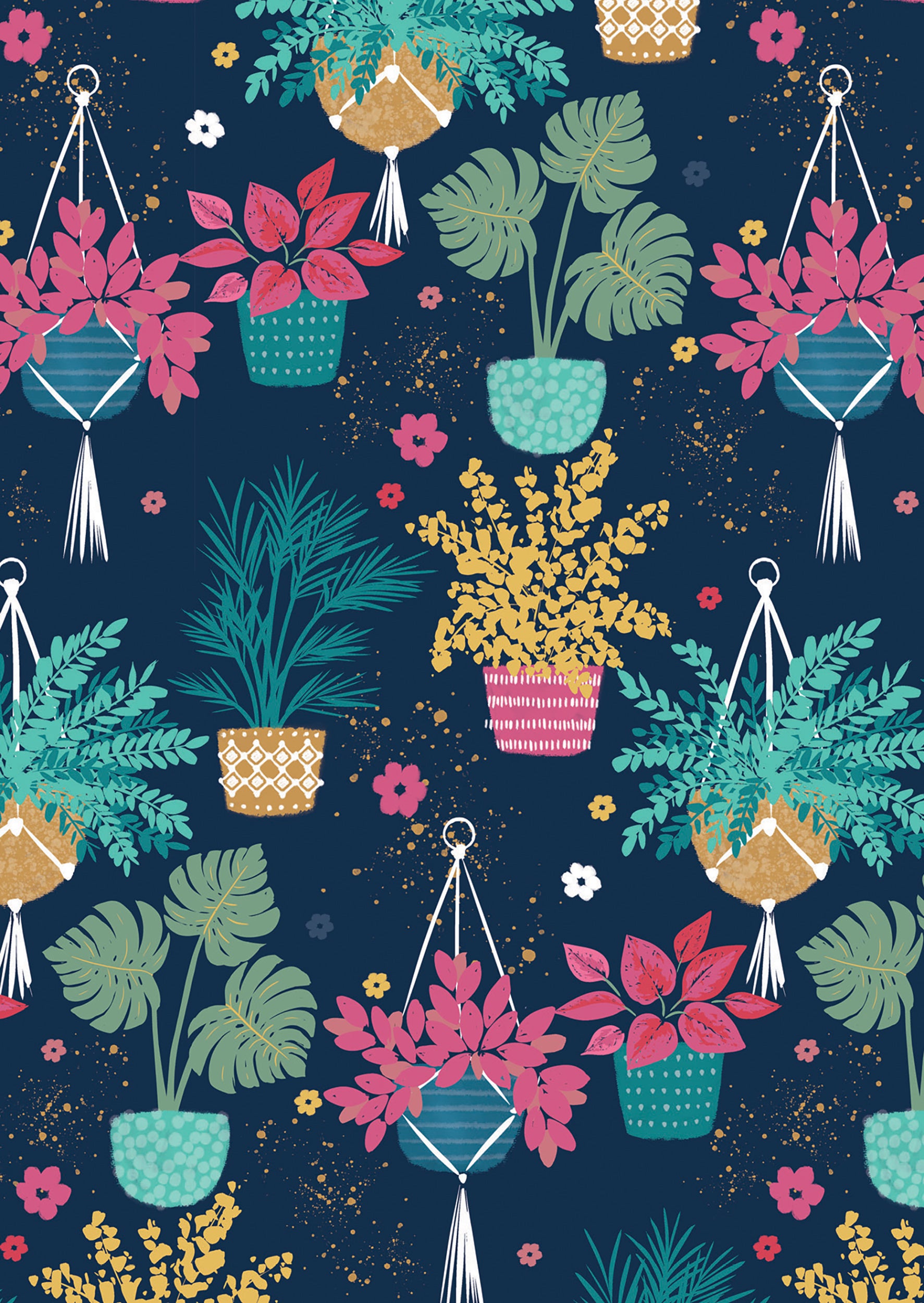 otter-house-happy-plants-navy-notecard-pack-12-karten-a6-blumen image 2