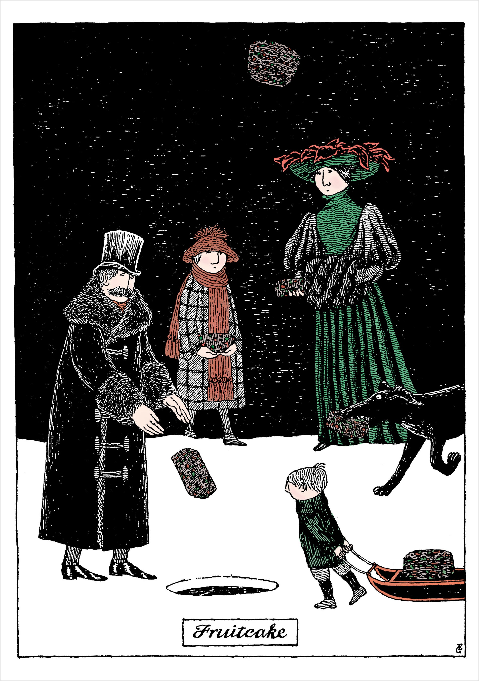 pomegranate-edward-gorey-fruitcake-weihnachtskarten-set image 2