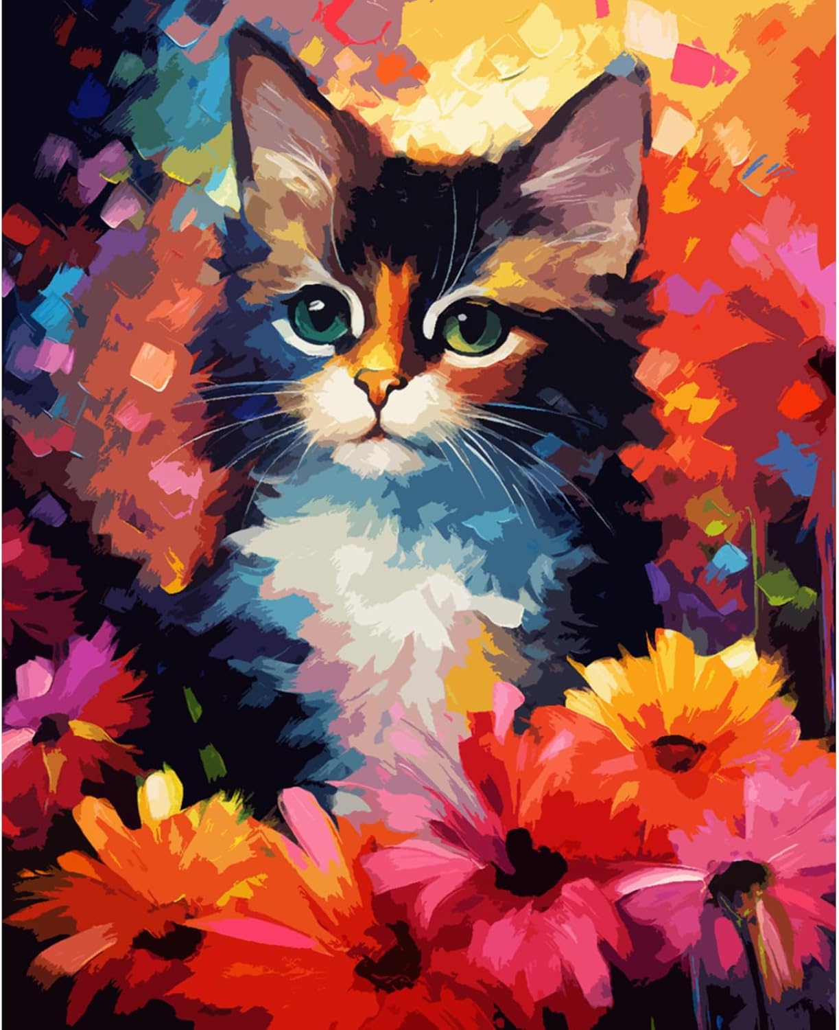 tucocoo-paint-by-numbers-katze-mit-blumen-malen-nach-zahlen-40x50 image 2