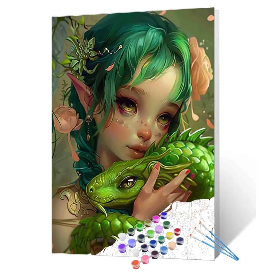 tucocoo-paint-by-numbers-elf-and-dragon-bond-malbild-40x50-o-rahmen image 1