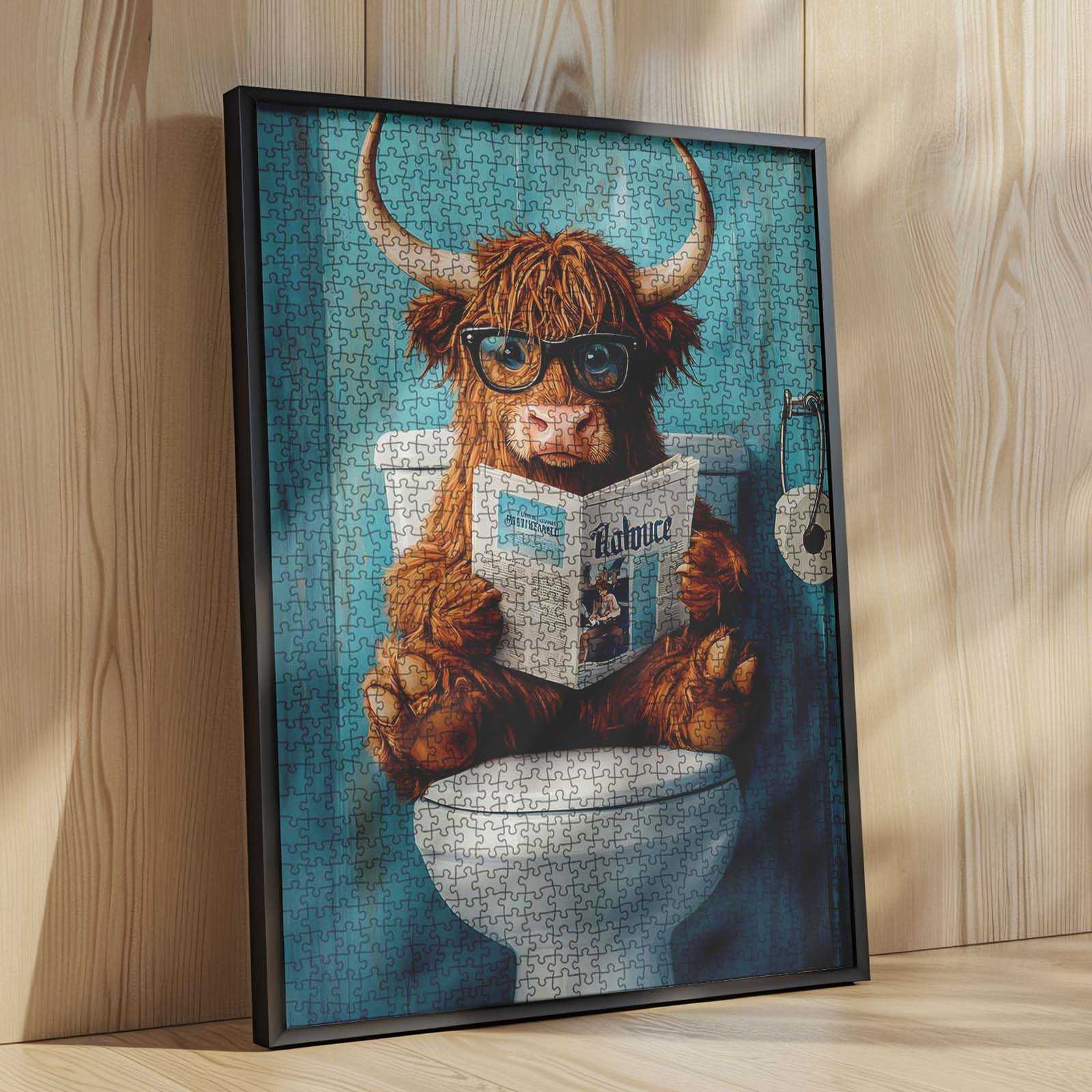 tucocoo-highland-cow-reading-newspaper-on-toilet-puzzle-1000-teile-lustig image 4