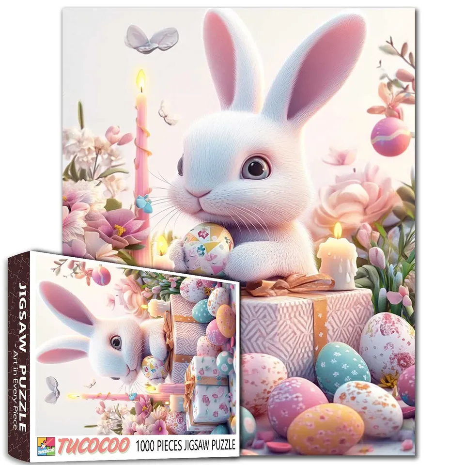 tucocoo-jigsaw-puzzles-osterhase-mit-ostereiern-puzzle-1000-teile image 1