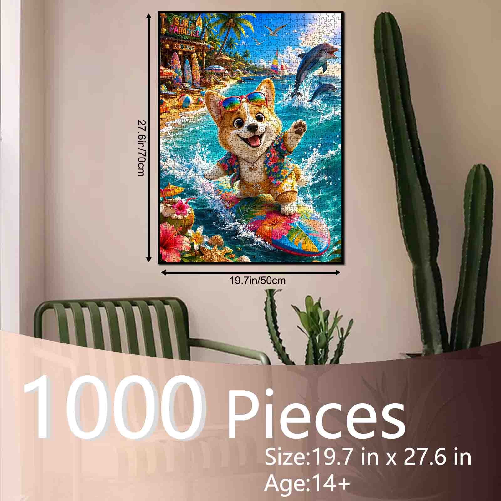 tucocoo-surfing-corgi-beach-puzzle-1000-teile-tiere image 5