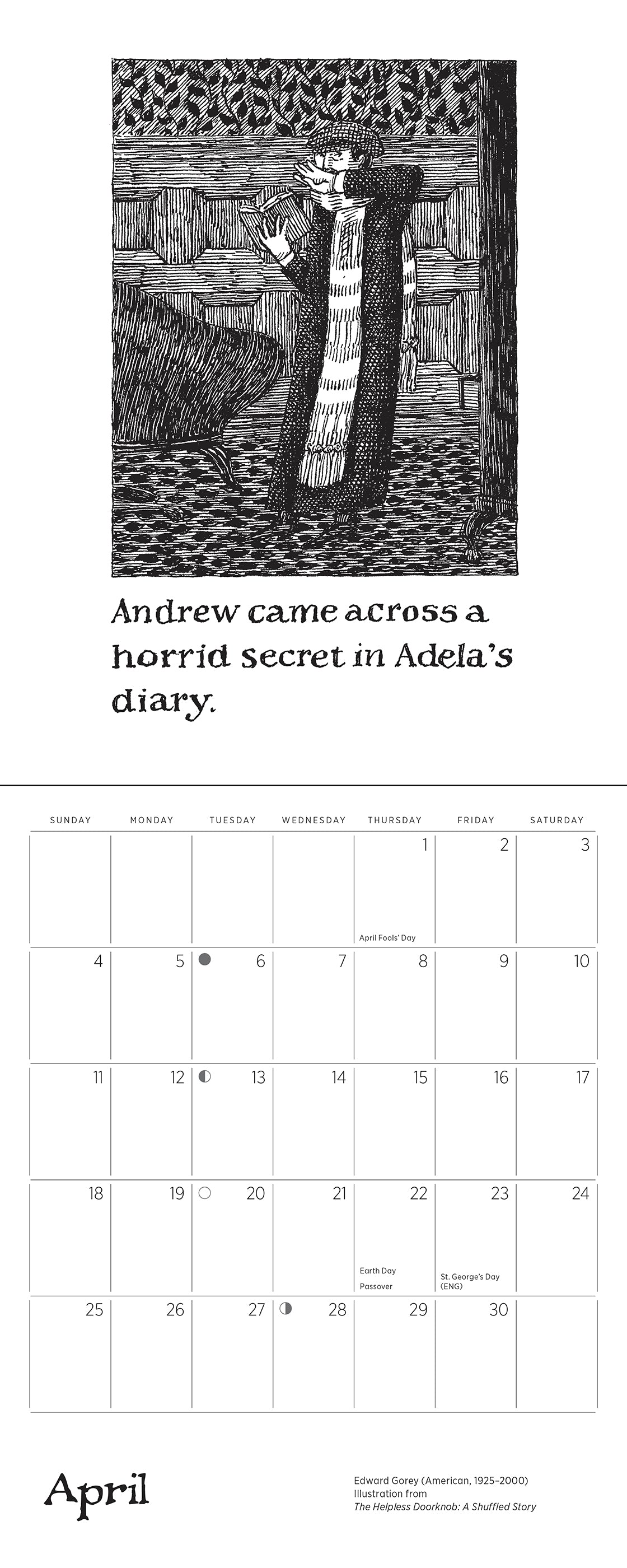 pomegranate-edward-gorey-helpless-doorknob-mini-kalender-2027 image 4