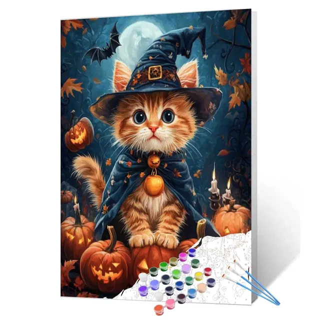 tucocoo-halloween-kitten-wizard-malen-nach-zahlen-ohne-rahmen-katze image 1