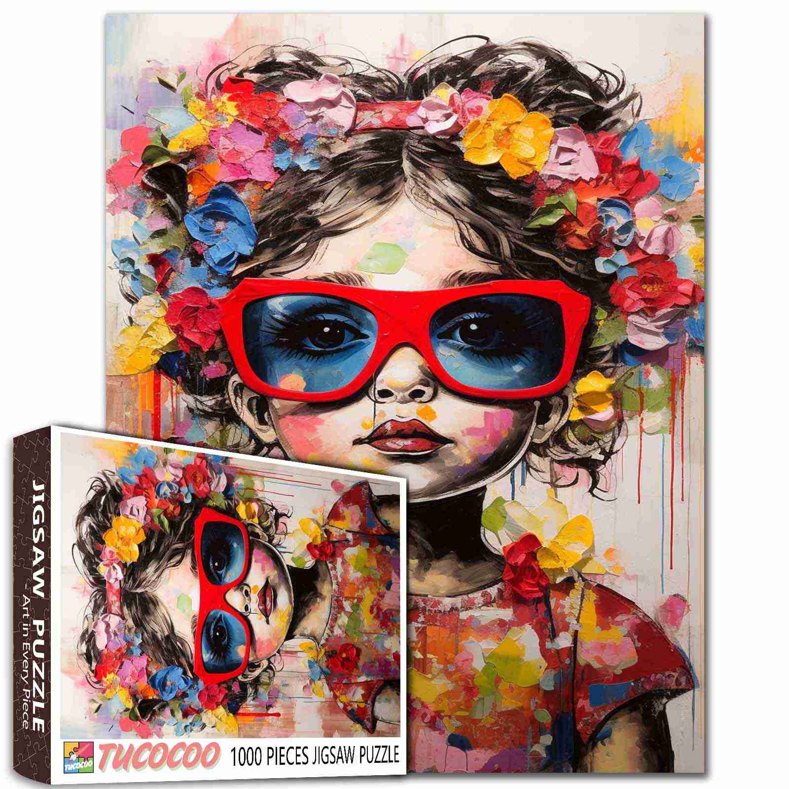 tucocoo-flower-girl-red-sunglasses-puzzle-1000-teile image 1