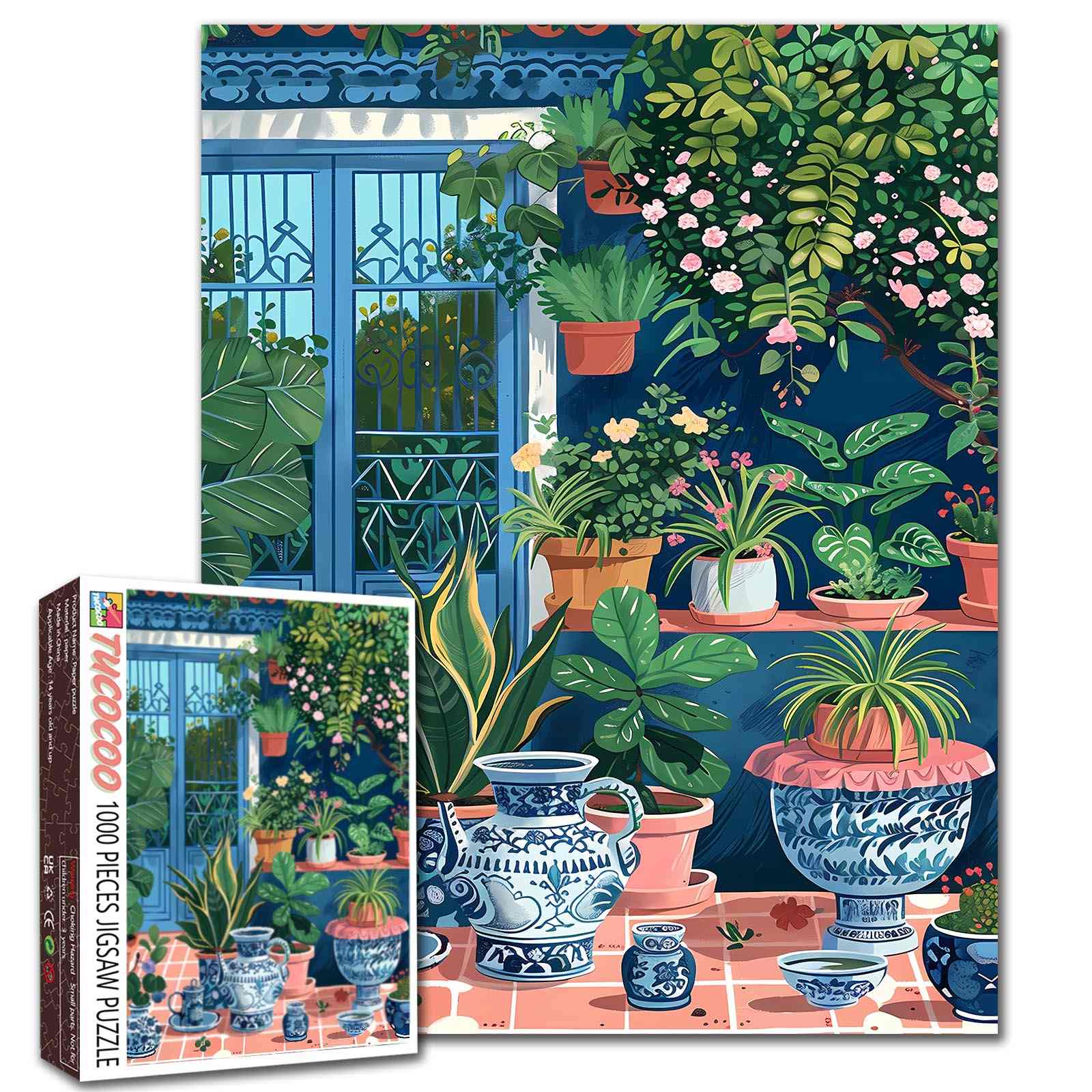 tucocoo-jigsaw-gartenterrasse-puzzle-1000-teile-blumen image 1