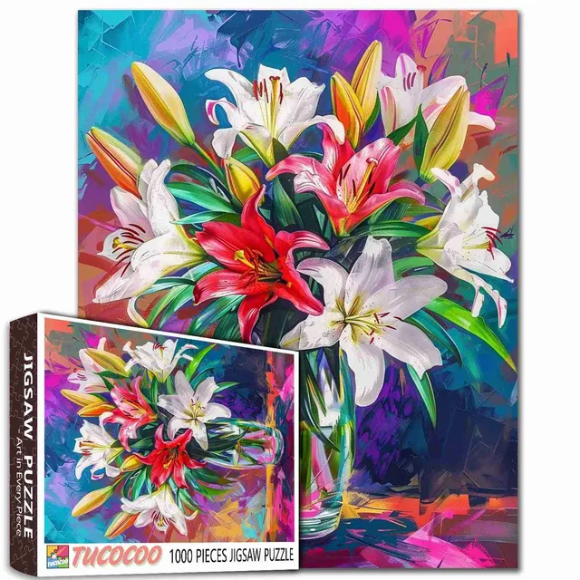 tucocoo-blooming-lilies-puzzle-1000-teile-lilien-glasvase image 1