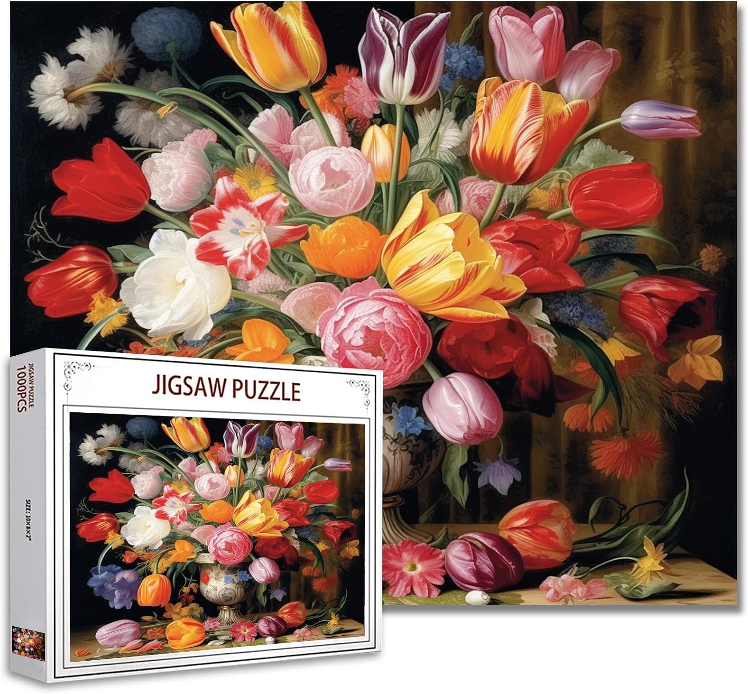 tucocoo-tulips-vintage-vase-puzzle-1000-teile-blumen image 1