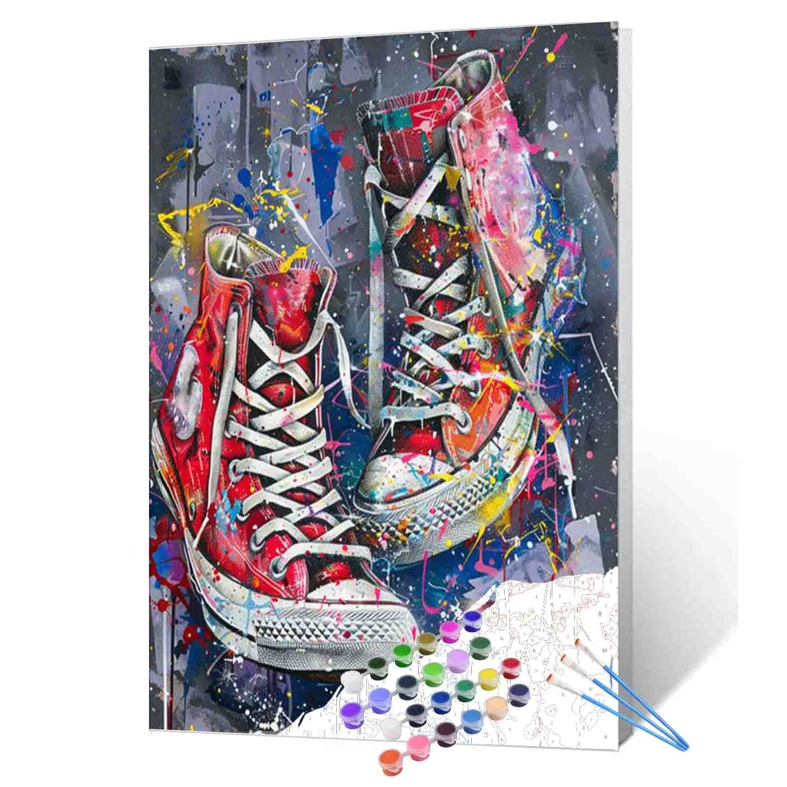 tucocoo-graffiti-red-sneakers-malen-nach-zahlen-40x50 image 1