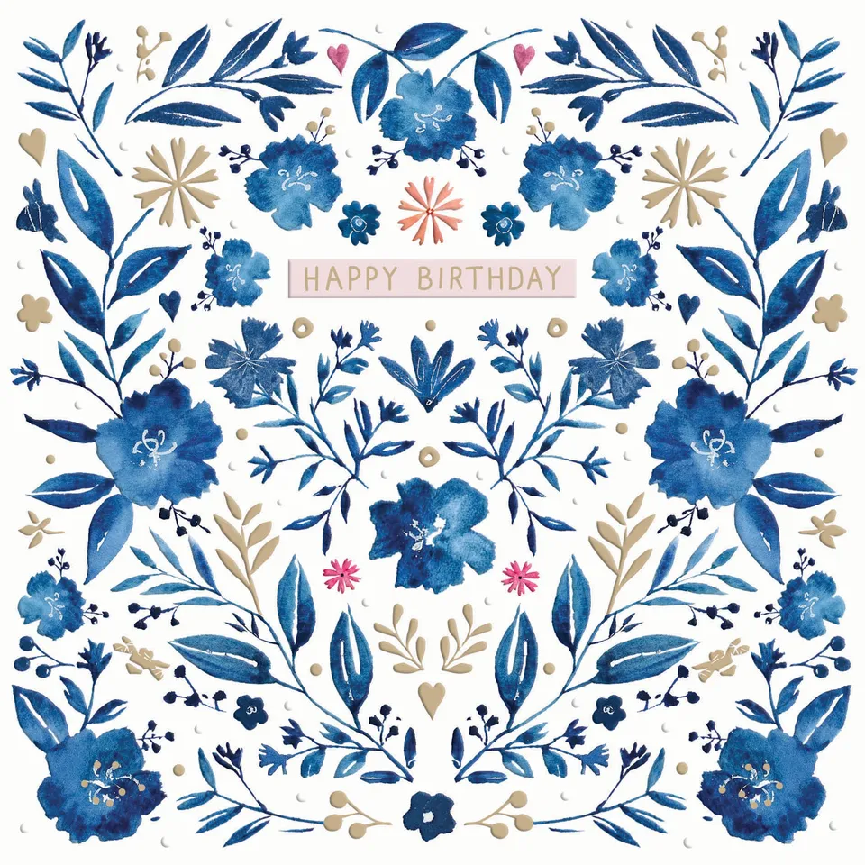 otter-house-blue-willow-floral-gru-karte-blumen image 1