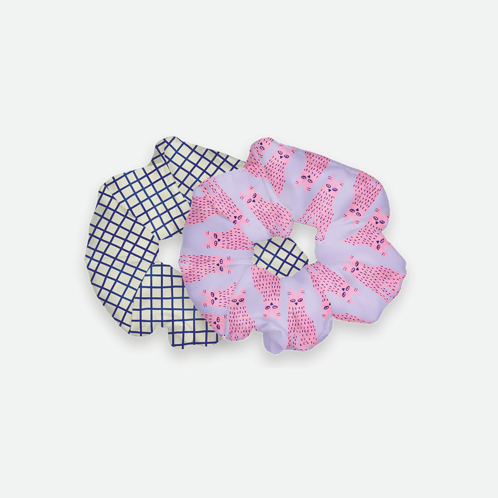 all-the-ways-to-say-happy-cat-scrunchies-duo-katzen-pink image 1
