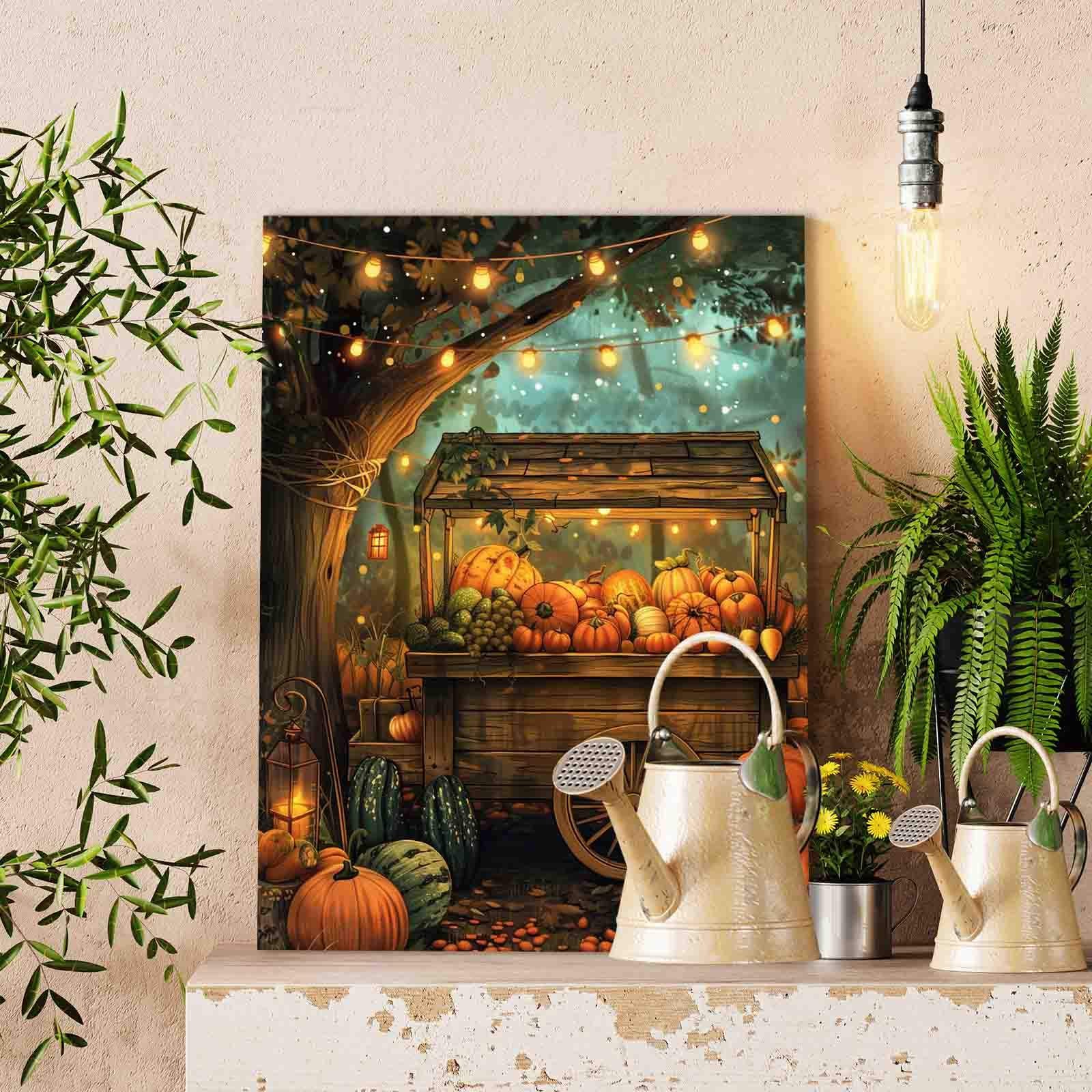 tucocoo-paint-by-numbers-autumn-pumpkin-cart-malset-40x50-cm image 2