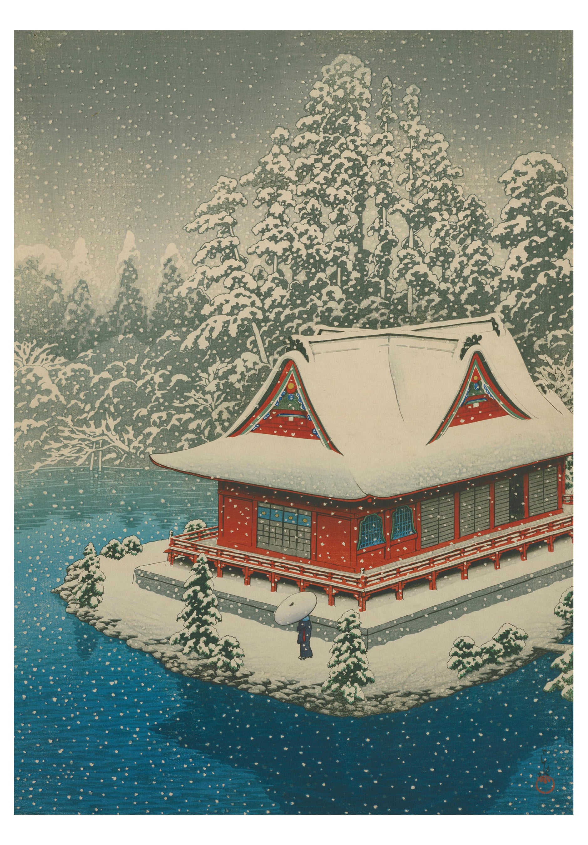 pomegranate-kawase-hasui-snow-at-inokashira-weihnachtskarten-set image 2
