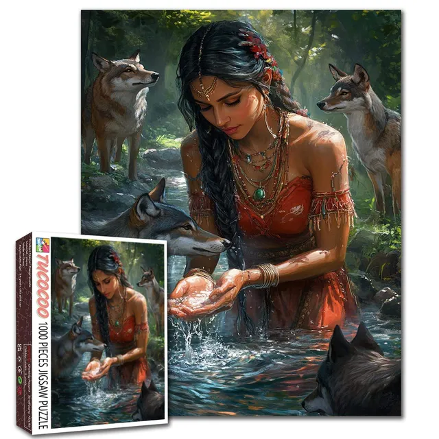 tucocoo-mystic-forest-woman-wolves-puzzle-1000-teile-wald image 1