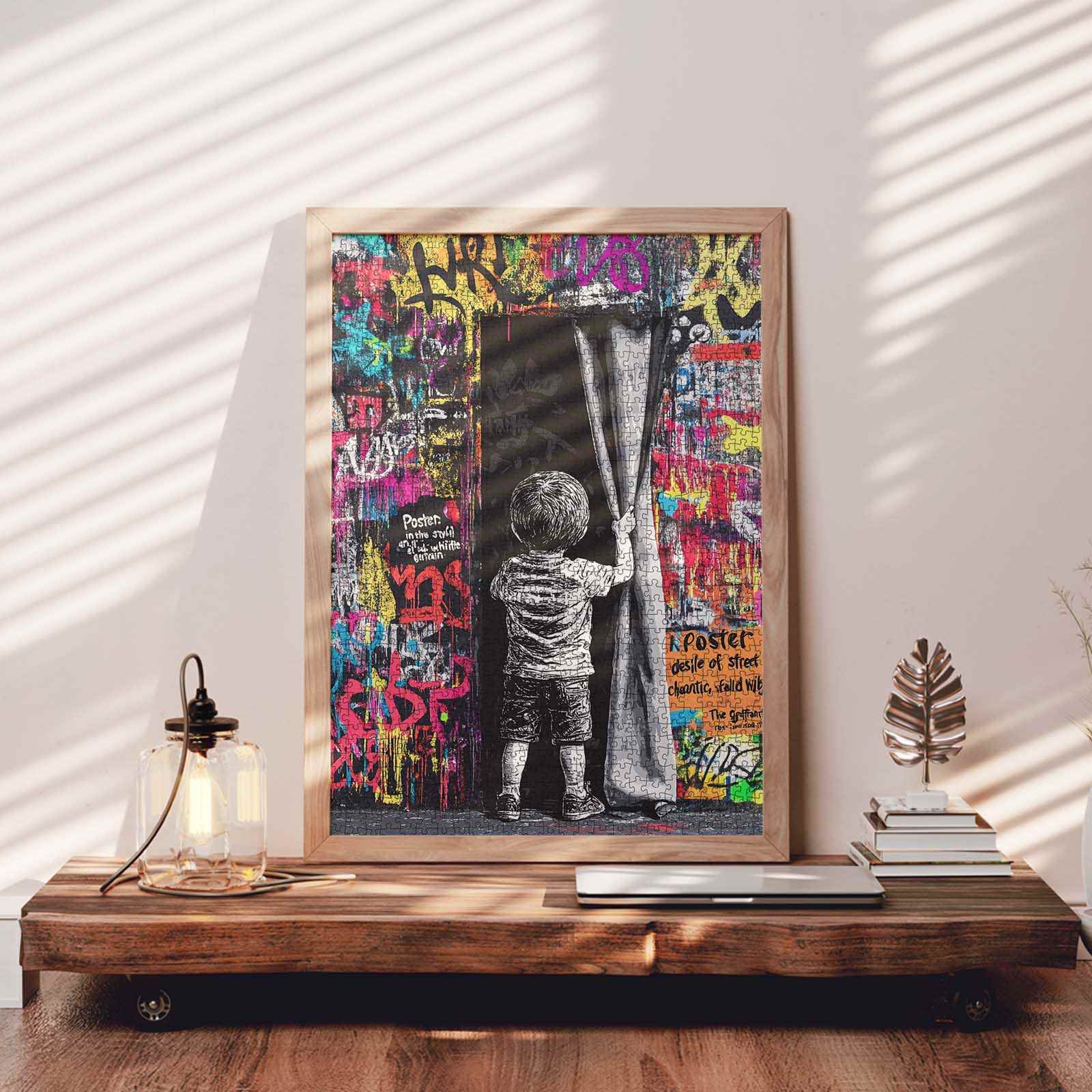 tucocoo-boy-pulling-curtain-graffiti-puzzle-1000-teile image 3