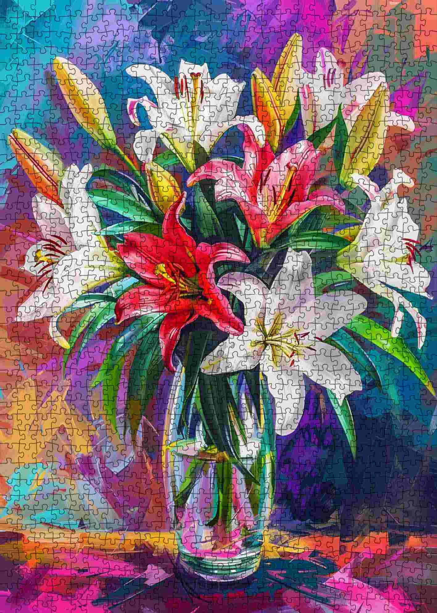tucocoo-blooming-lilies-puzzle-1000-teile-lilien-glasvase image 2