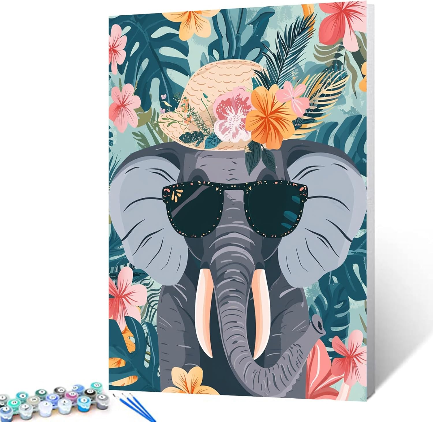 tucocoo-elefant-mit-sonnenbrille-malen-nach-zahlen-40x50-tiere image 1