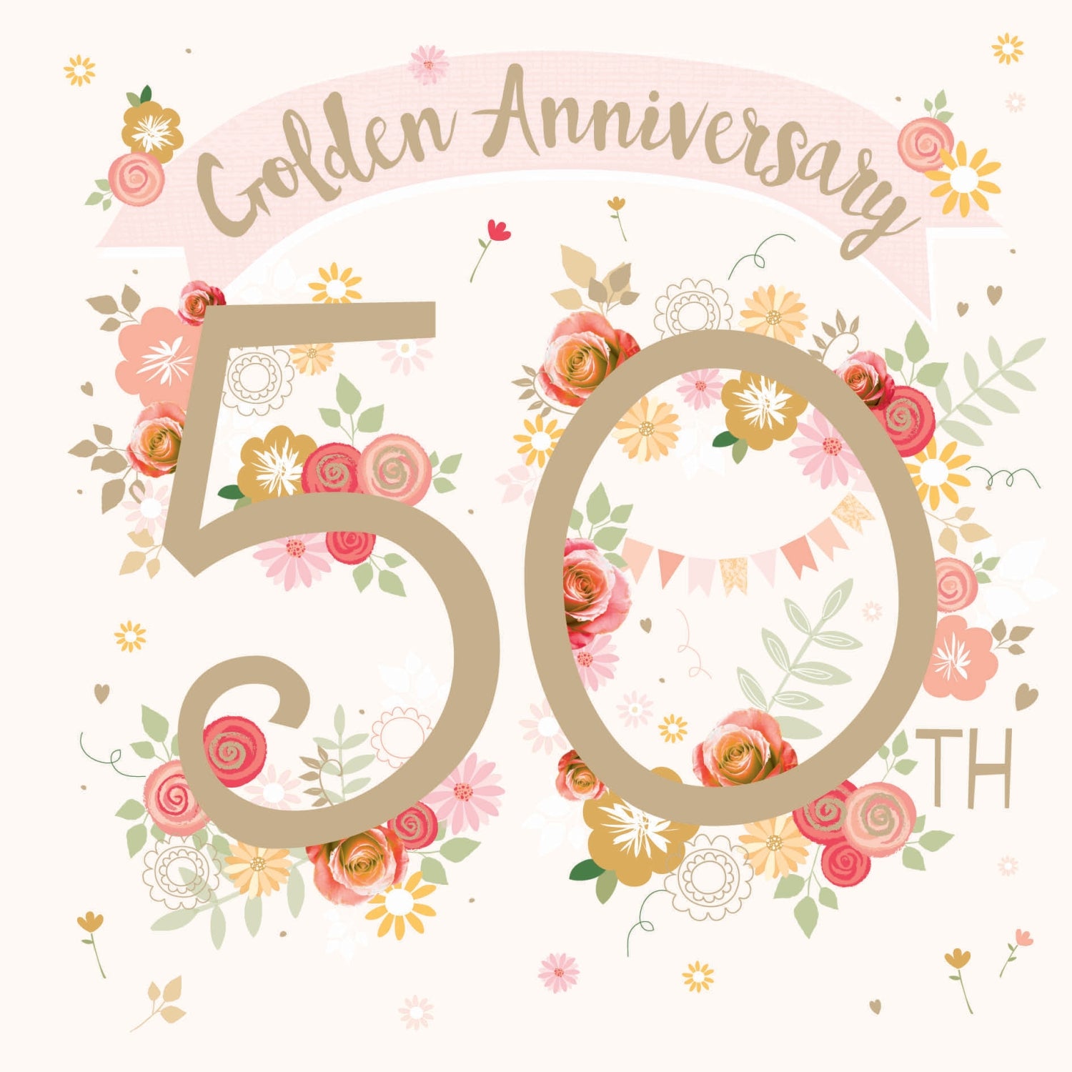 otter-house-puzzle-floral-50th-jubil-umskarte-gold-blumen image 1