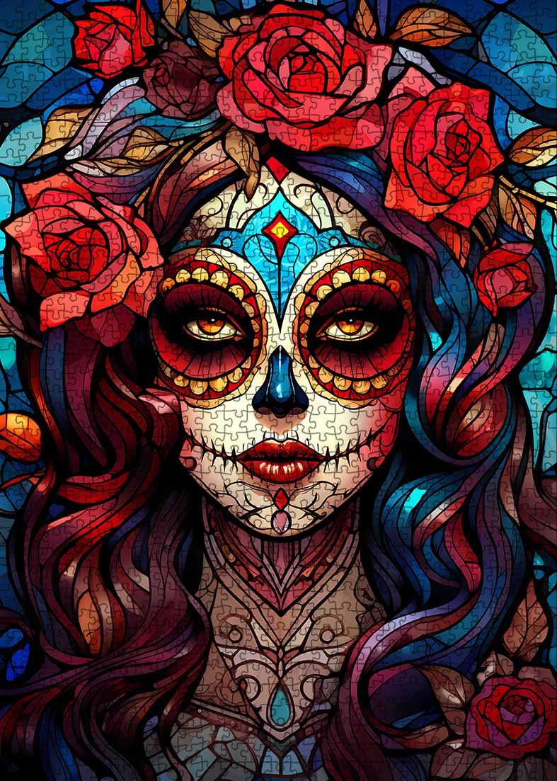 tucocoo-sugar-skull-woman-puzzle-1000-teile-rosen image 2