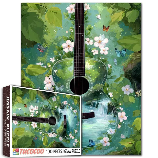 tucocoo-nature-harmony-guitar-puzzle-1000-teile-gitarre image 1
