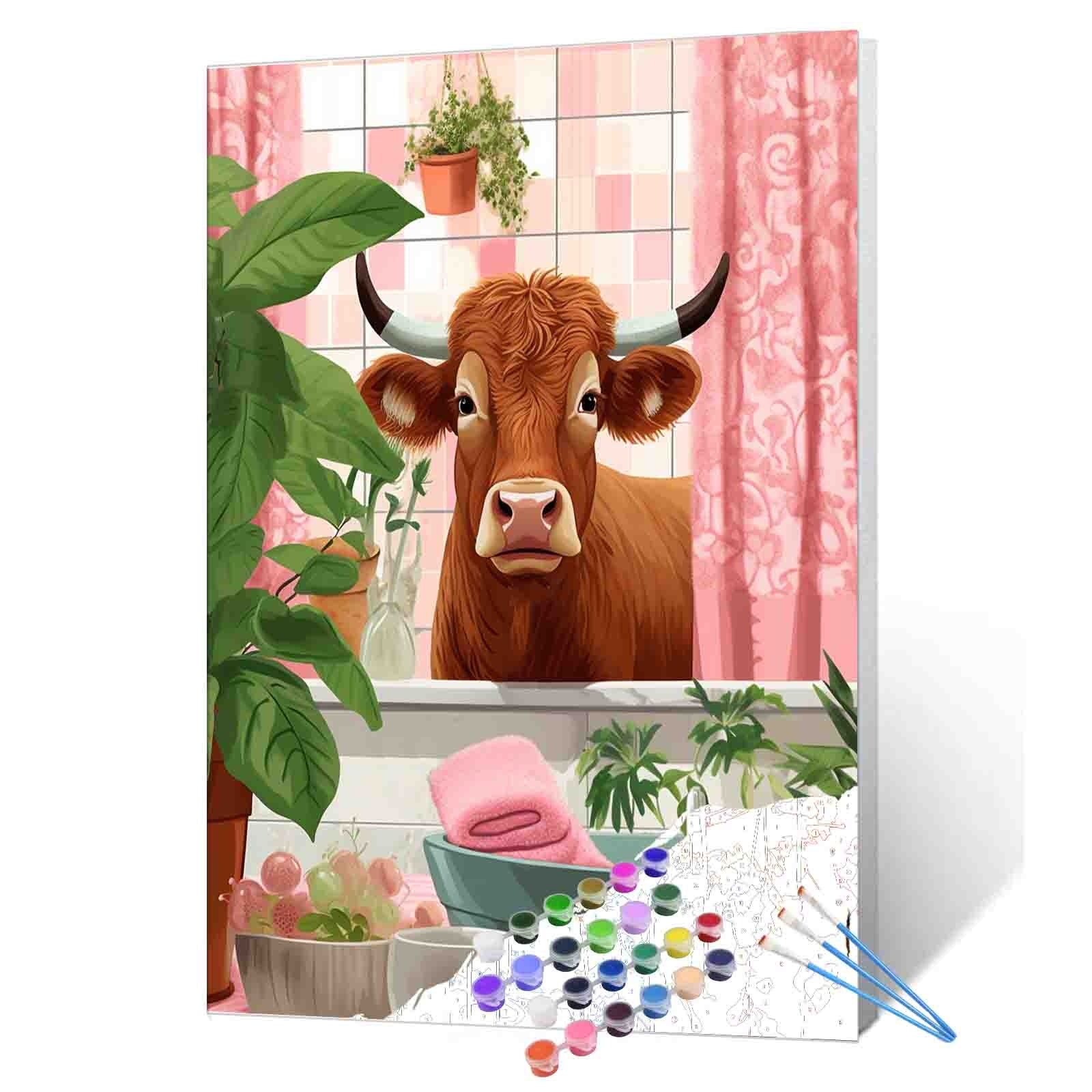 tucocoo-cute-cow-in-bathtub-malen-nach-zahlen-40x50-kuh image 1