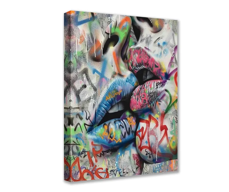 tucocoo-graffiti-lips-pop-art-leinwandbild-30x40-cm-gerahmt image 1