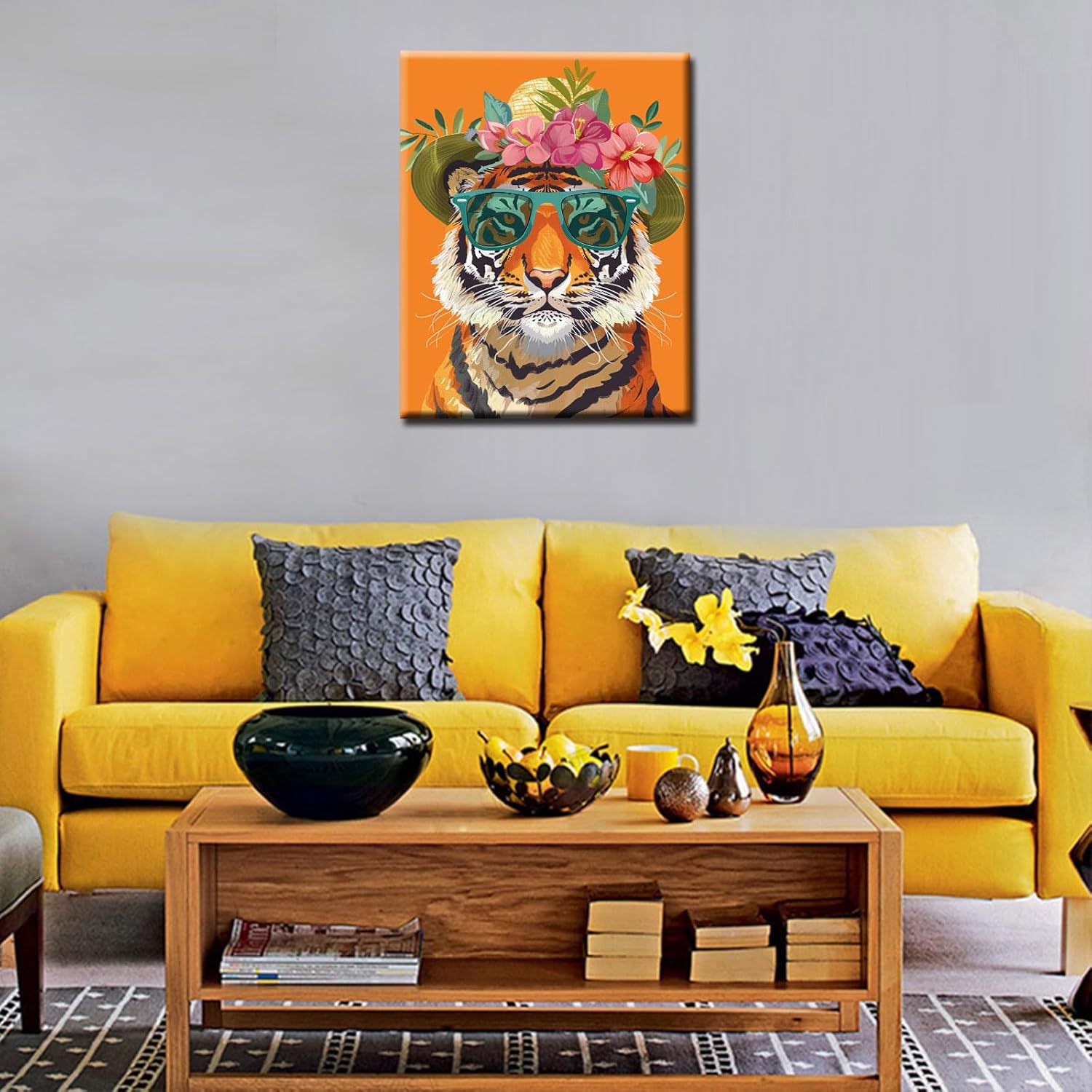 tucocoo-tiger-sunglasses-flower-hat-malen-nach-zahlen-40x50 image 3