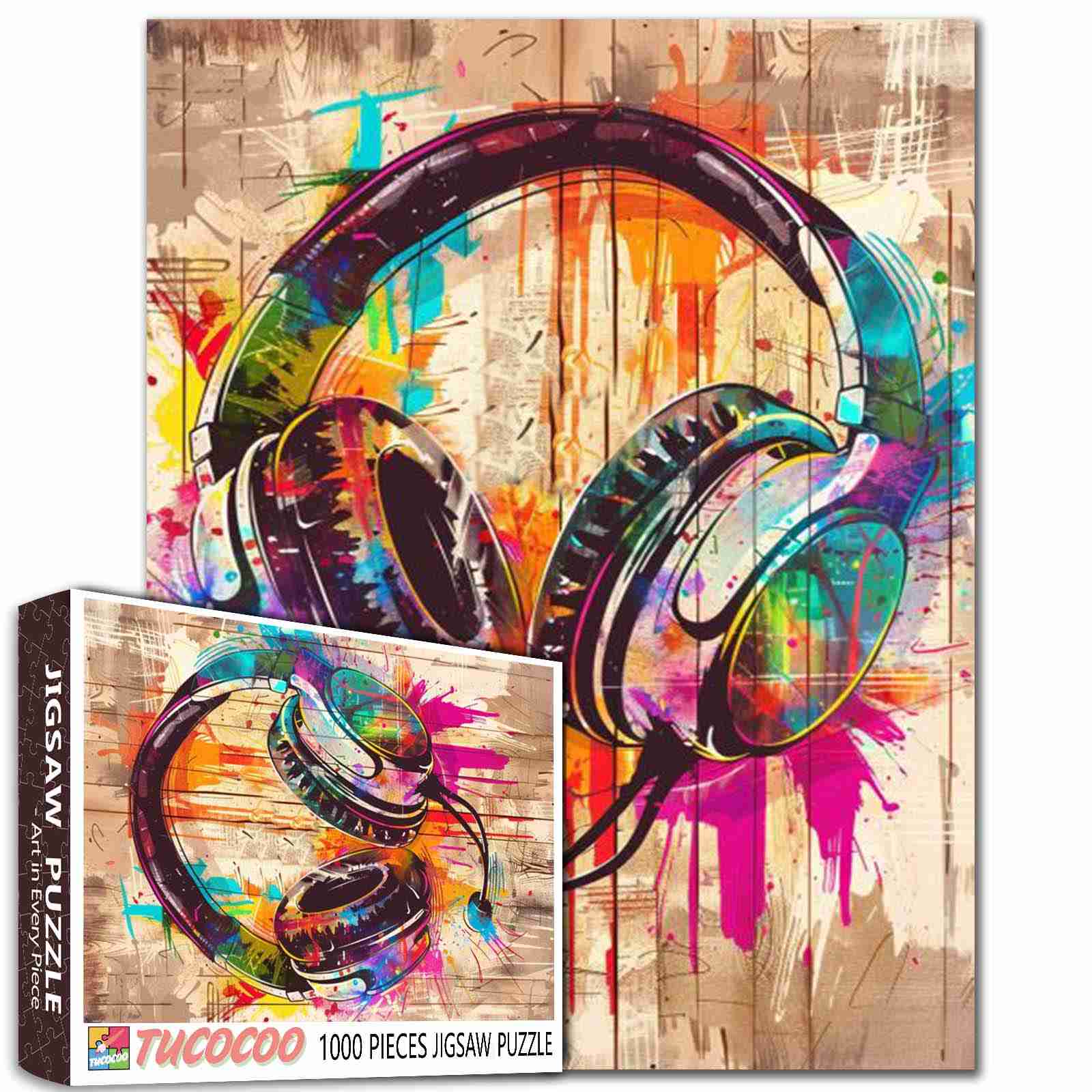 tucocoo-graffiti-headphones-puzzle-1000-teile-neon-motiv image 1