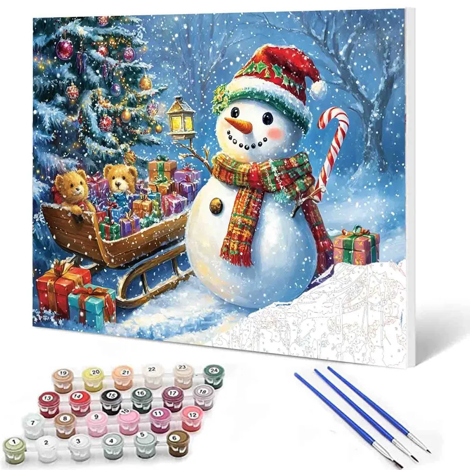 tucocoo-paint-by-numbers-schneemann-malen-nach-zahlen-40x50-cm-ohne-rahmen image 1