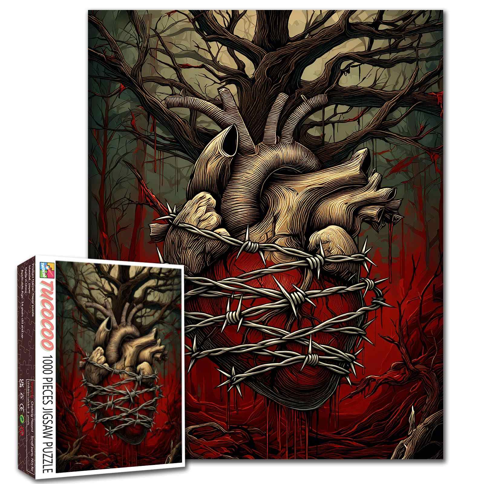 tucocoo-jigsaw-puzzles-dark-heart-puzzle-1000-teile-skull image 1